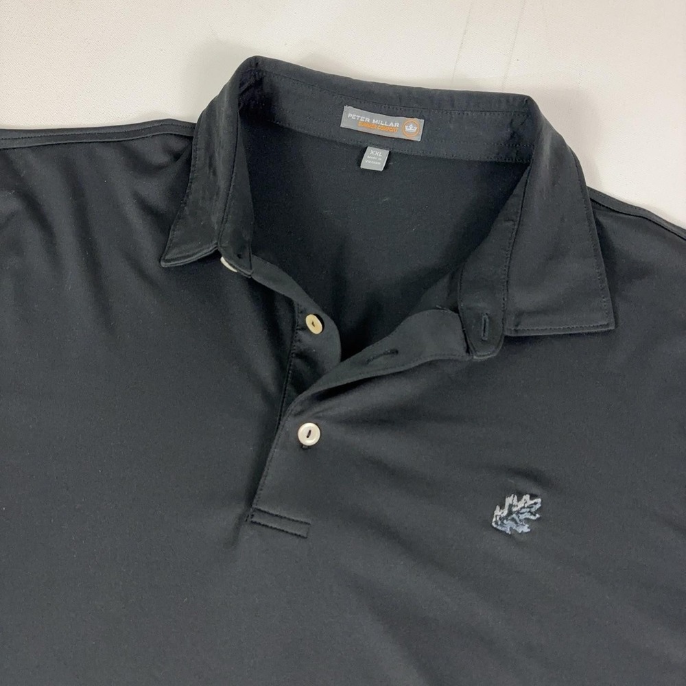 Peter Millar Summer Comfort Polo Shirt Mens 2XL Black Stretch Golf Short Sleeve